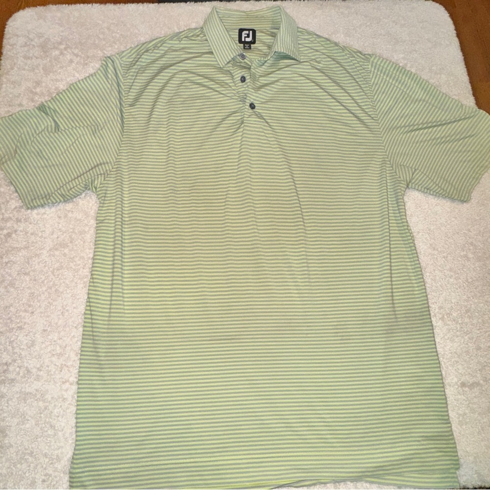 FootJoy Men's Light Green Striped Polo